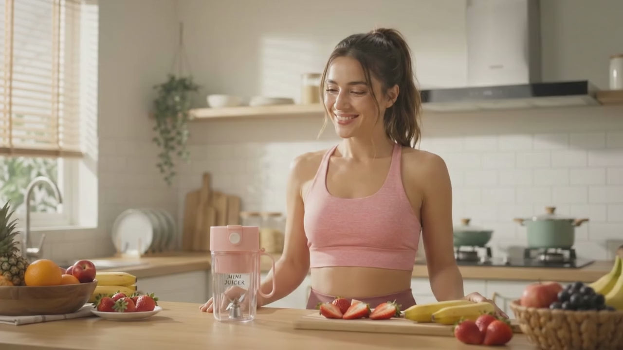 Vídeo de 20 segundos del vaso batidora portátil Somnii preparando un batido